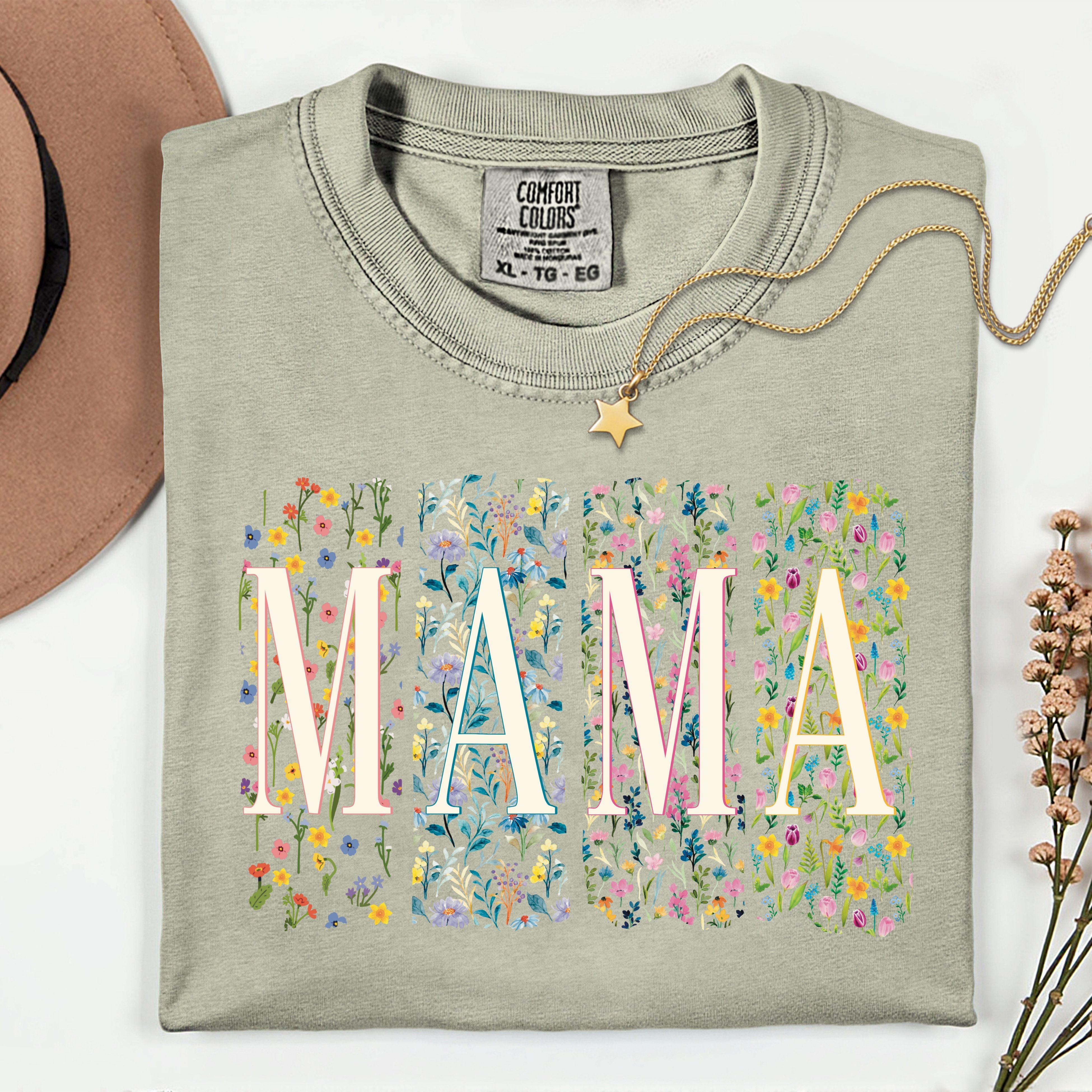 Floral MAMA Tee – Sandstone – Sunset Designs