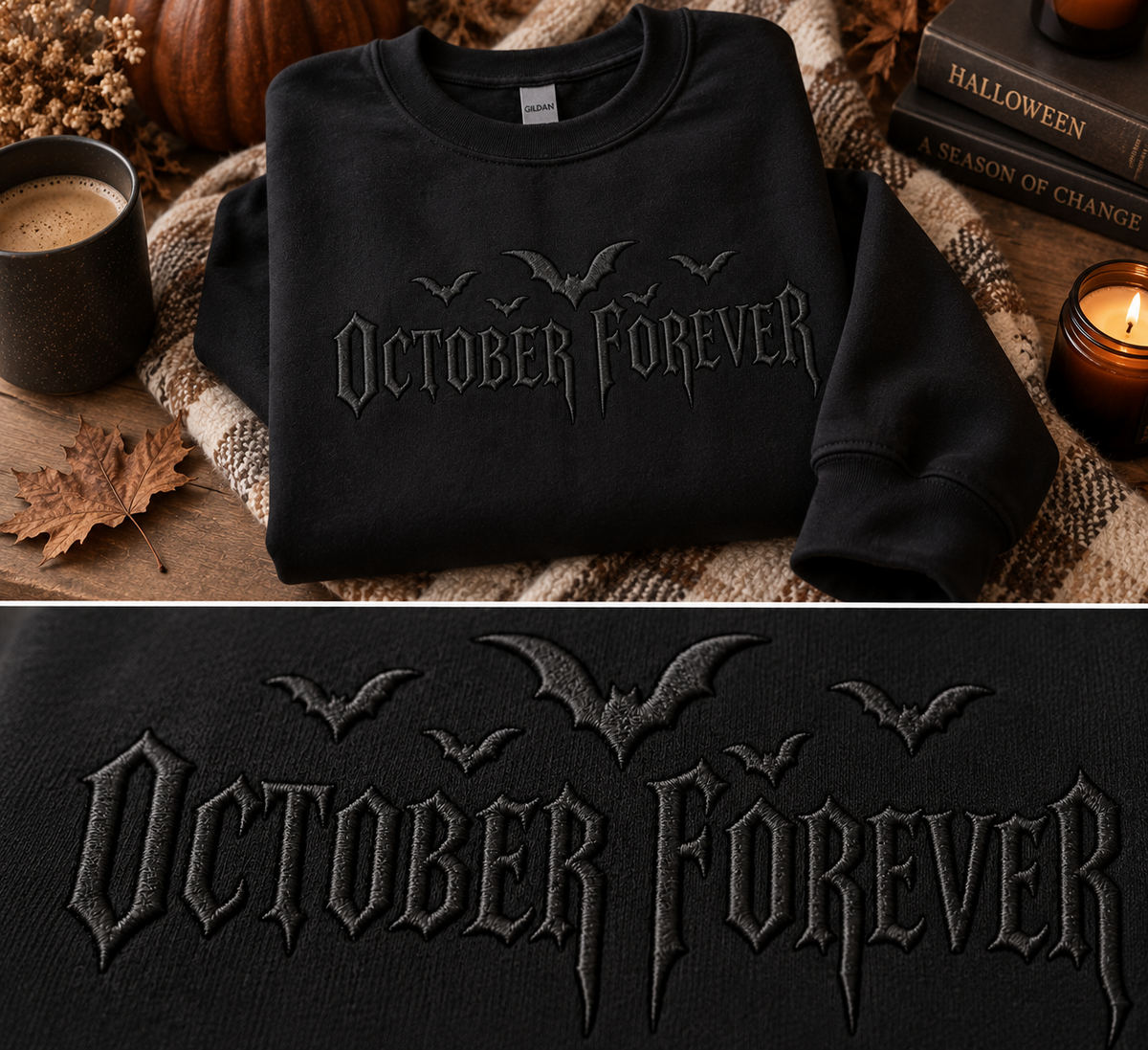 October Forever Embroidered Crewneck