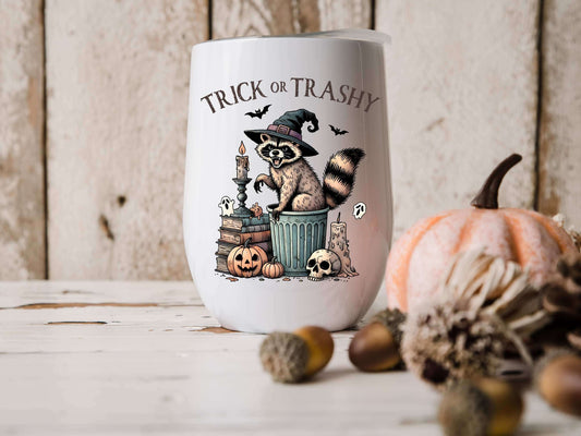 Trick or Trashy Wine Tumbler image 0