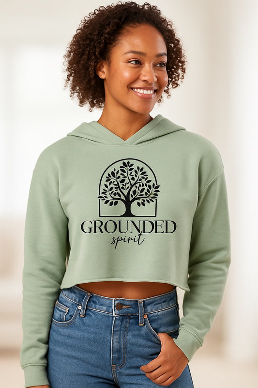 Grounded Spirit Cropped Hoodie – Sage Green