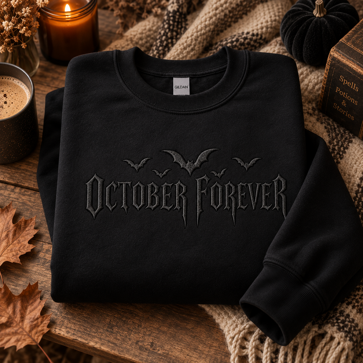 October Forever Embroidered Crewneck