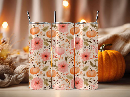 Floral Pumpkin Tumbler image 0